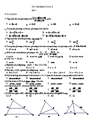 Đề ôn thi học kỳ II môn Toán Lớp 8 - Đề 3
